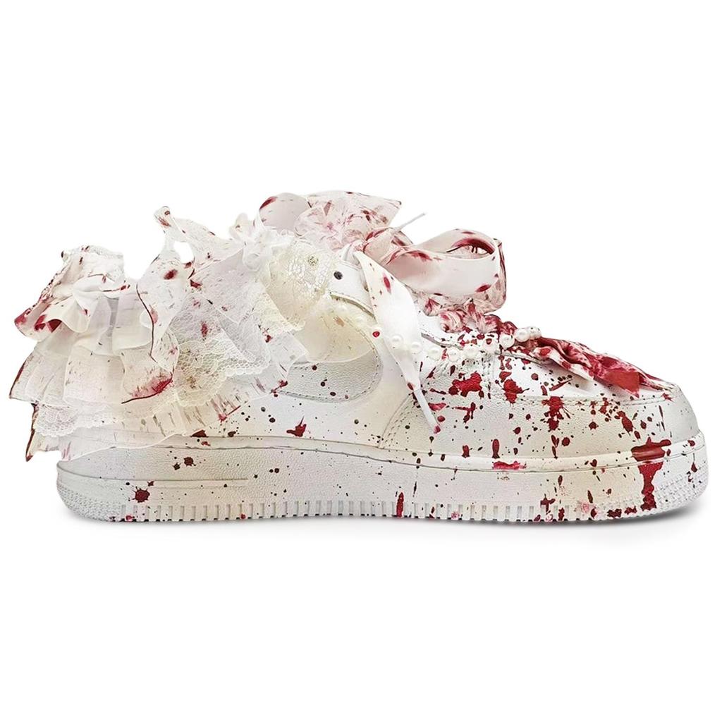 Nike Air Force 1 Odolné proti oděru Nízké Skateboardové boty Pánské Bílé Červené CW2288-111(Tým131- S2)