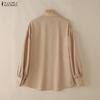 ZANZEA Lässige Bluse mit Umlegekragen und einfarbigen Langarmshirts für Damen