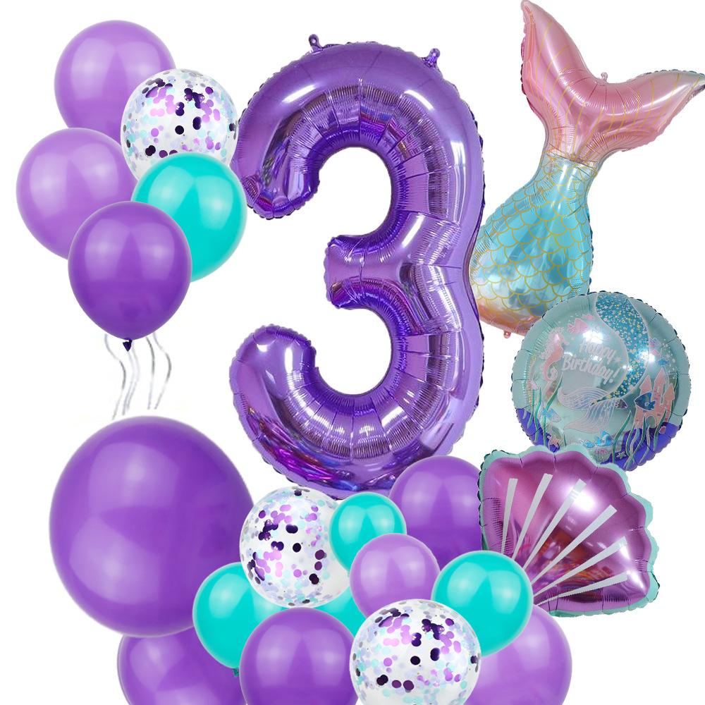Masson Mermaid 40 Inch Purple Large Digital Aluminum Film Balloon Package Latex Balloon