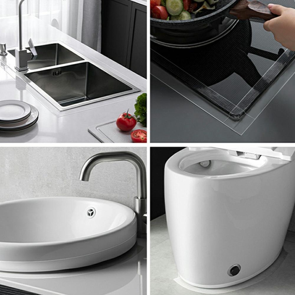 0.8mm Thick Kitchen Sink Mildew-Proof Tape Transparent Single-Sided Waterproof Anti-Oil Seam Sticker, 3cmx3m