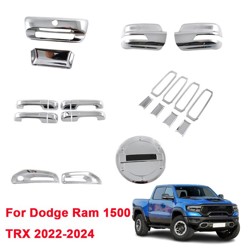 For Dodge Ram 1500 TRX   2024 ABS Chrome Side Rearview Mirror Cover Handle Bowl Fog Light Frame Fuel Tank Cap Trim