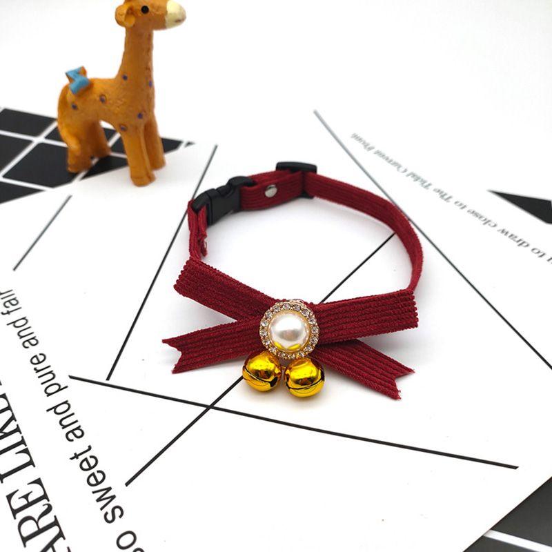 

Pet Collar Small Dog Cat Collar Princess Pearl Bows Bell Cute Jewelry Pet Supplies S-small size (18-28cm) Burgundy