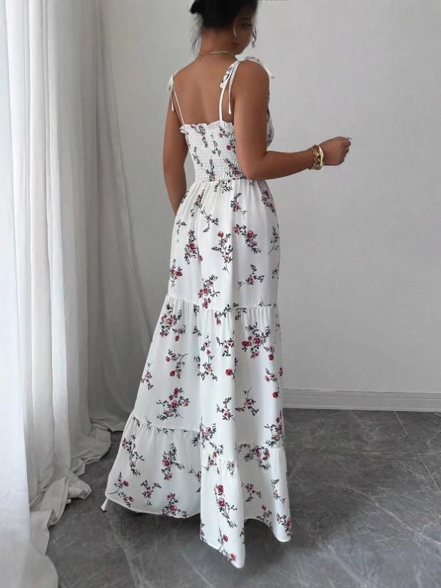 New Summer Floral V-Neck Spaghetti Strap Maxi Dress