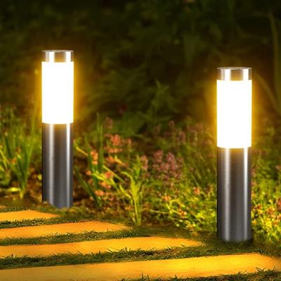 Upgraded Solar Garden Lights - Waterproof Stainless Steel LED Pillar Lights for Outdoor Decoration