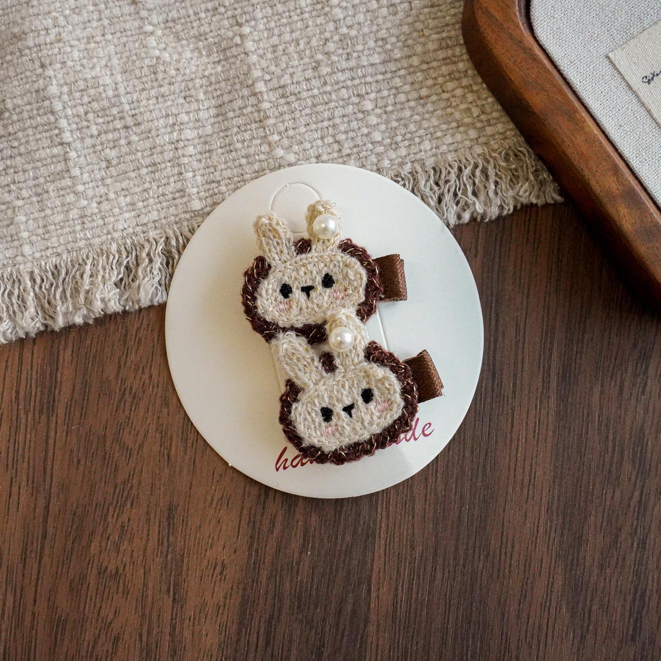 Korean Mori Handmade Fabric Bunny and Flower Hair Clip for Babies