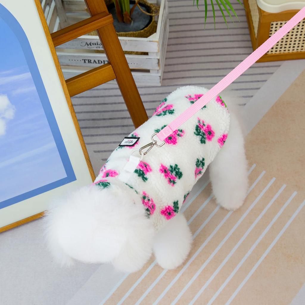 Pet Lamb Fleece Floral Coat Autumn/Winter New Pet Teddy Cat Clothes Countryside Tank Top Dog Clothes for Small Dogs