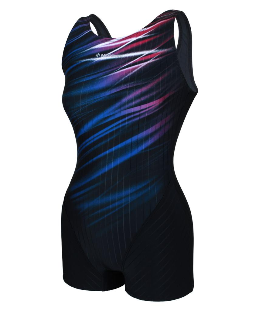 Nigseuwon Women'S Half-Body Swimsuit Nsw-4982Bk Women'S Indoor Pool Lesson Swimsuit With Bra Included Plus Size Black