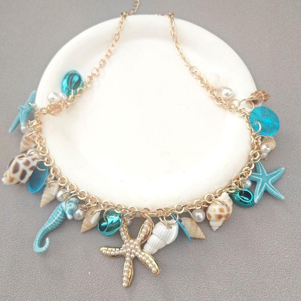 Ornaments Shell Starfish Bracelet Imitation Pearl Natural Conch Beach Bracelets  Women