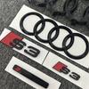 hot S3 2010-2020 4Ring logo ABS Black Car Hood Front Grill Emblem Rear Trunk Badge Sticker S3 Emblem hot Sport Sticker