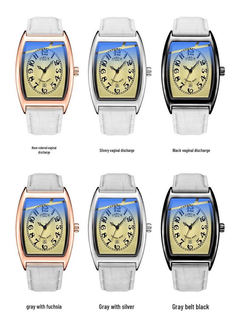 Pánské hodinky Fins Tonneau Classic Modré Světlé Retro Business Vodotěsné Quartzové