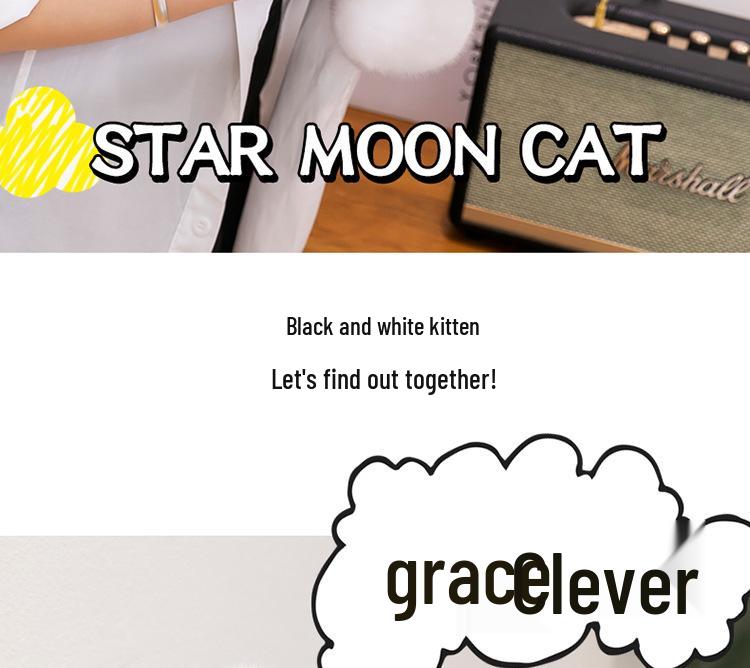 Kreslená kočka Měsíc Hvězda Plyšový polštář Hračka pro dívky