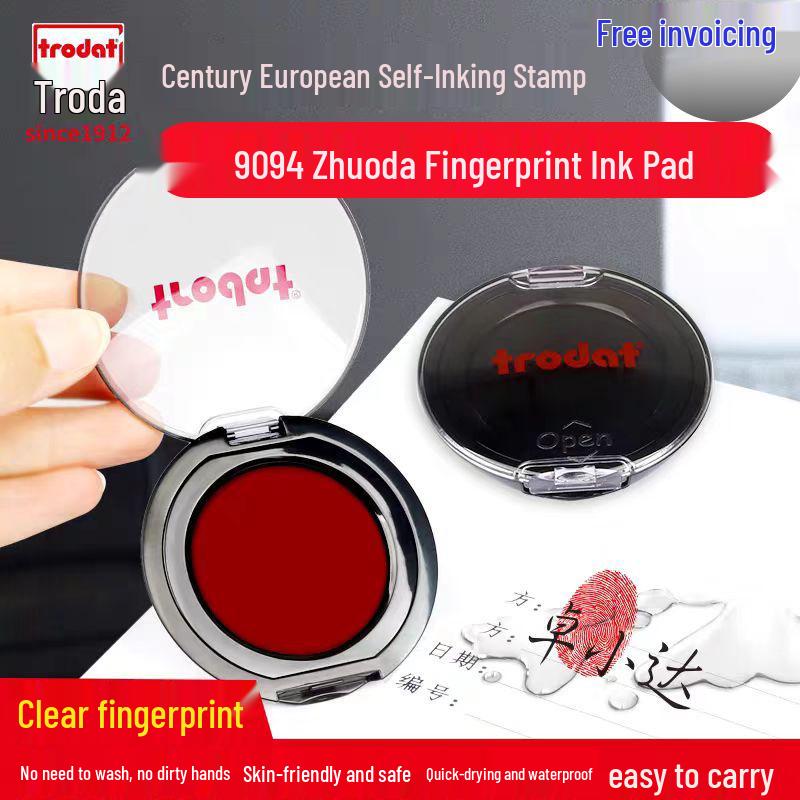 Zhuoda 9094 Schnelltrocknender Rot & Schwarz Fingerabdruckstempel für Büro & Finanzen