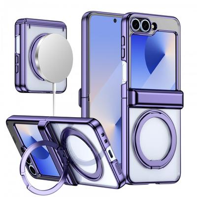 Galaxy Z Flip 8 6 7 FE Case With Integrated Screen Protector 360 Rotating Kickstand Magnetic Wireless Charging Compatible