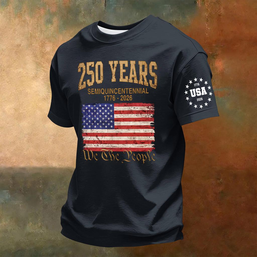 Men's Short Sleeve Crew Neck T-Shirt 250th Anniversary Independence Day Print Casual Comfortable Fit Summer Wear