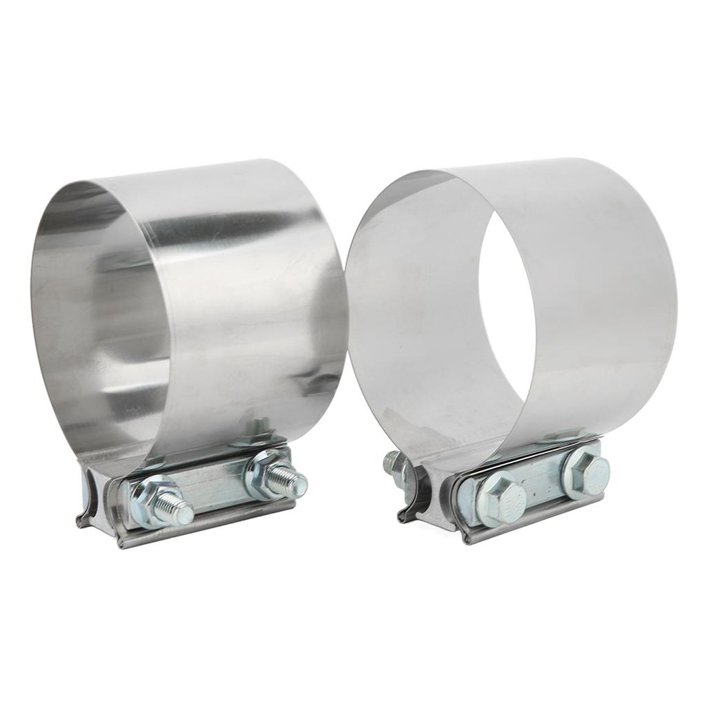 2 Stück Stoßverbindungs-Auspuffhülsenklemmen Edelstahl Schalldämpfer-Bandschellen mit Schrauben für 4-Zoll-Rohr
