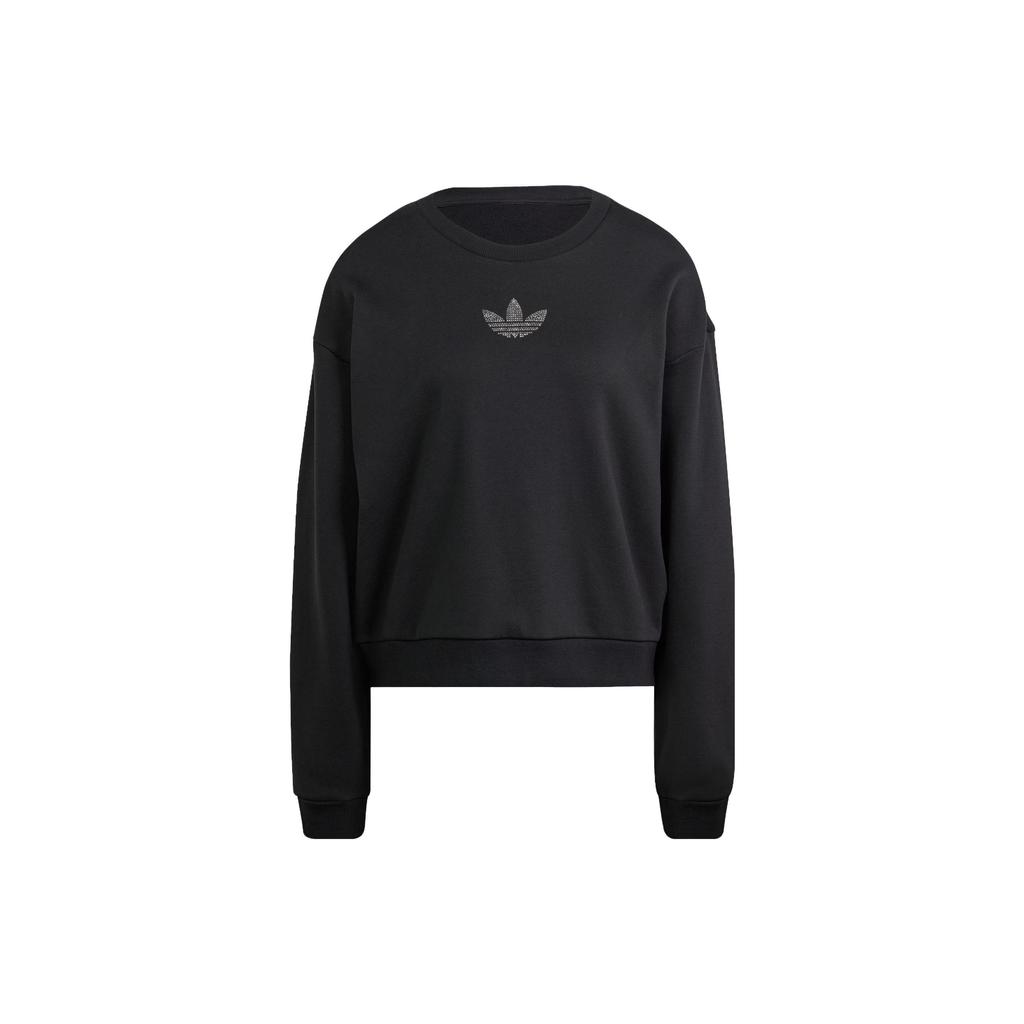 Adidas Originals Embellished Logo Crewneck Sweatshirt Women Tops Black IT9662