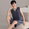 Pajamas men's summer cotton vest shorts summer thin teen men's sleeveless vest loungewear set
