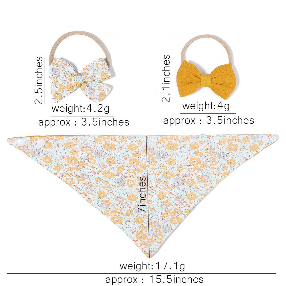3 szt./zestaw Muślinowa Bawełna Nadruk Śliniak Noworodek Kokardki Opaska Trójkątny Ręcznik Śliniak Niemowlę Chłopiec Dziewczynka Karmienie Odbijanie Akcesoria do Włosów Dziecka