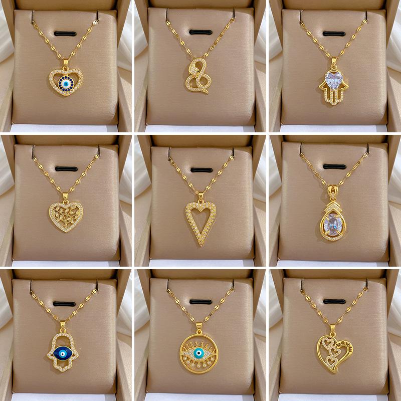 Full Diamond Luxury Light Luxury Banquet Wedding Necklace Female Internet Celebrity Versatile Collarbone Chain Titanium Steel Chain