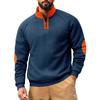 Men's Loose And Casual Two-color Fleece Stand-up Collar Pullover, Half-zipper Long-sleeved Sweatshirt