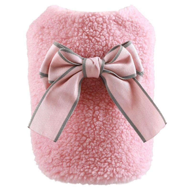 Warm Fleece Dog Vest With Bowknot Small Breeds - Teddy Bichon Pomeranian Winter Coat