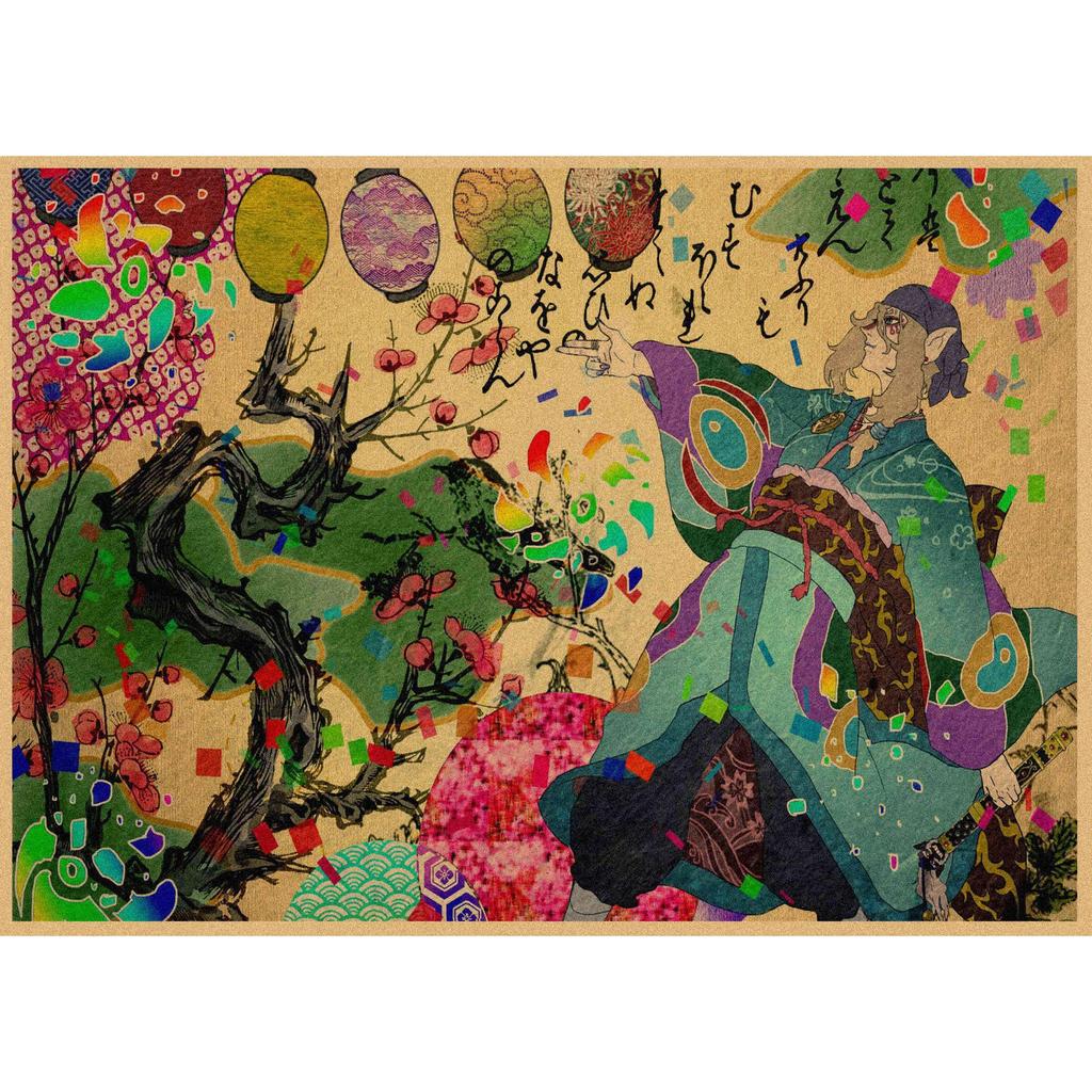 Retro Japanese Anime Cat Monster Poster - Ukiyo-e Style Wall Art
