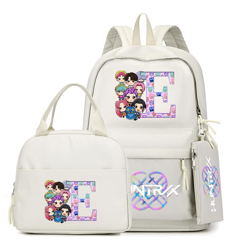 3Pcs/set 26 English Letter K-Pop Printed Backpack with Handbag Pencil Case for Teenager Student Boy Girl Schoolbag Large Capacity Travel Bag Rucksak