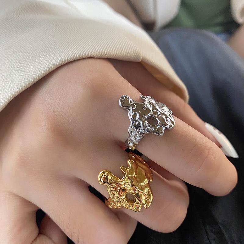 Trendy Geometric Lava Ring: Women's Fashion Influencer Style Index Finger Accessory