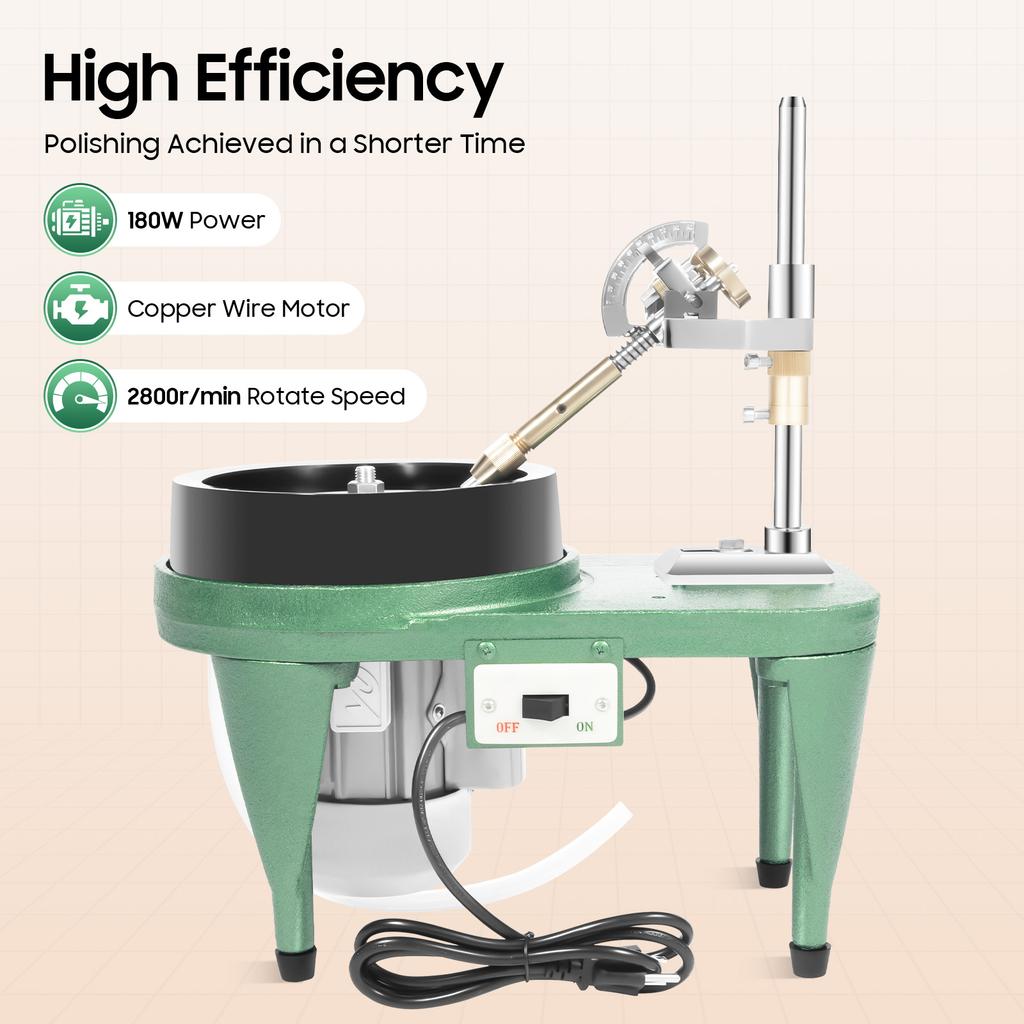 Gem Faceting Machine 180W Jade Grinding Polishing Machine Rock Polisher with Faceted Manipulator with 6 Inch Polishing Disc