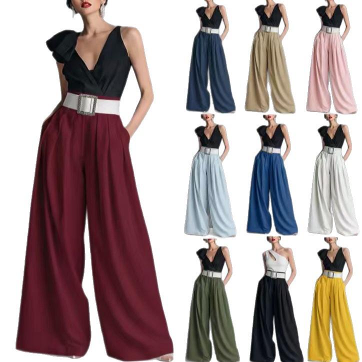 Women's Wide Leg Pants with Detachable Belt In Multiple Colors