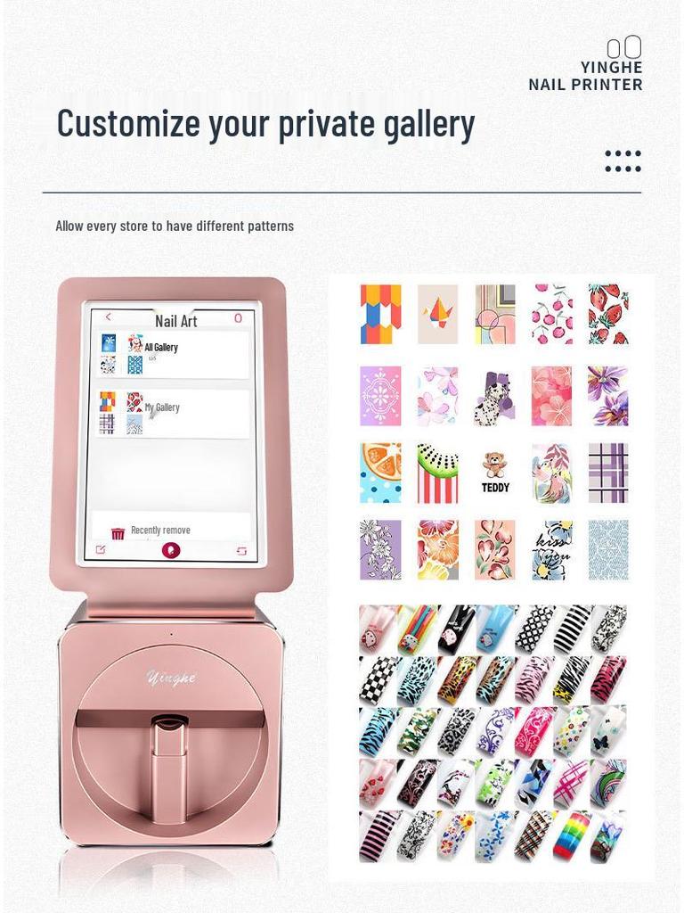 Yinghe Smart Nail Printer - 10.1" Touchscreen, Auto Recognition, 2400 DPI, Color Nail Art Machine