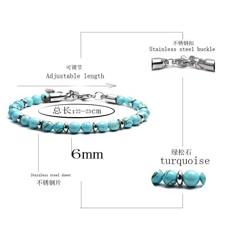 1Pcs Stainless steel men's and women's stone bracelet - beaded fashion bracelet - vintage bracelet