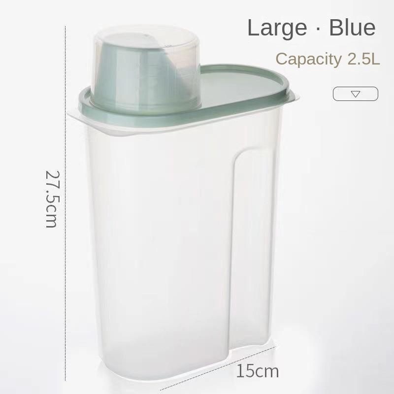 Plastisk husdjursmatshink med måttkopp, rishink, förvaringsburk för kaffebönor, fuktsäker och insektsresistent matbehållare