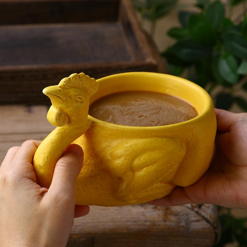 Funny Salt Baked Chicken Cup Coffee Cup Ceramic Mug Creative Exotic Sand Carving Strange Birthday Gift