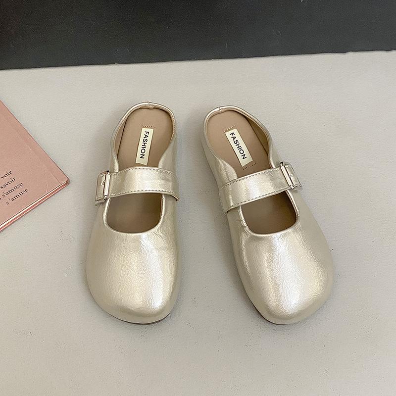 

Trend flat-bottomed bag head half slippers women s 2025 spring new retro slippers fashion and leisure one-pedal muller shoes 40