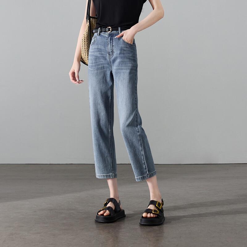 SOFSIL Women's High-Waist Straight Leg Cropped Jeans