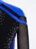 Boys V Neck Long Sleeve Shiny Metallic Color Block Figure Skating Top