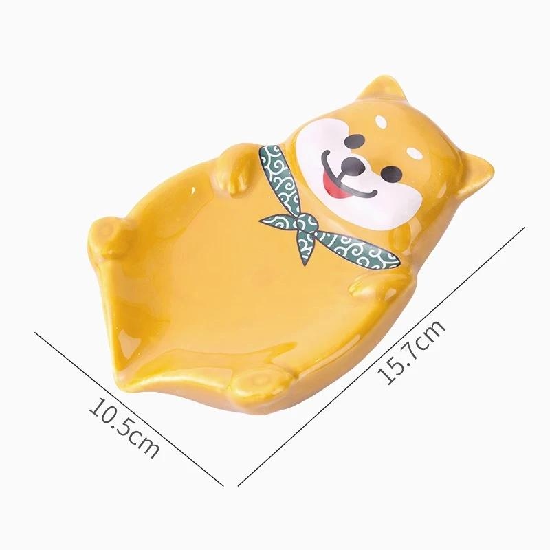 Panda Shiba Inu Soap Box Bathroom Ceramic Soap Box Creative Cartoon Drain Soap Storage Shelf Bathroom Decorative Soap Dish