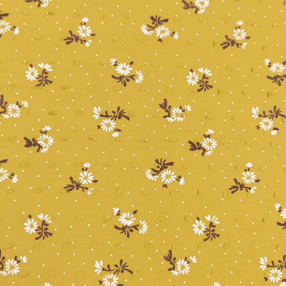 45x135CM Daisy Fresh Floral Bubble Printed Breathable Pure Cotton Fabric Diy Sewing Quilting Craft Girls Dress Skirt Clothing