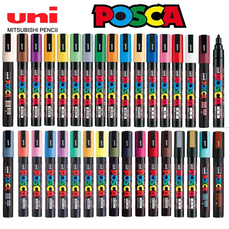 Uni POSCA Marker Farbstift, 39 Farben PC-5M/44 PC-3M/36 PC-1M, Acryl Steinmalerei Zeichnen Graffitti Marker Kunstbedarf