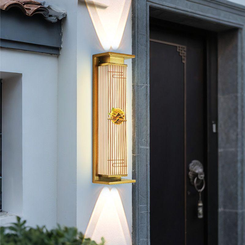Luxury Chinese Style Solar Waterproof Wall Lamp: Up & Down Outdoor Light for Garden, Balcony, or Villa.