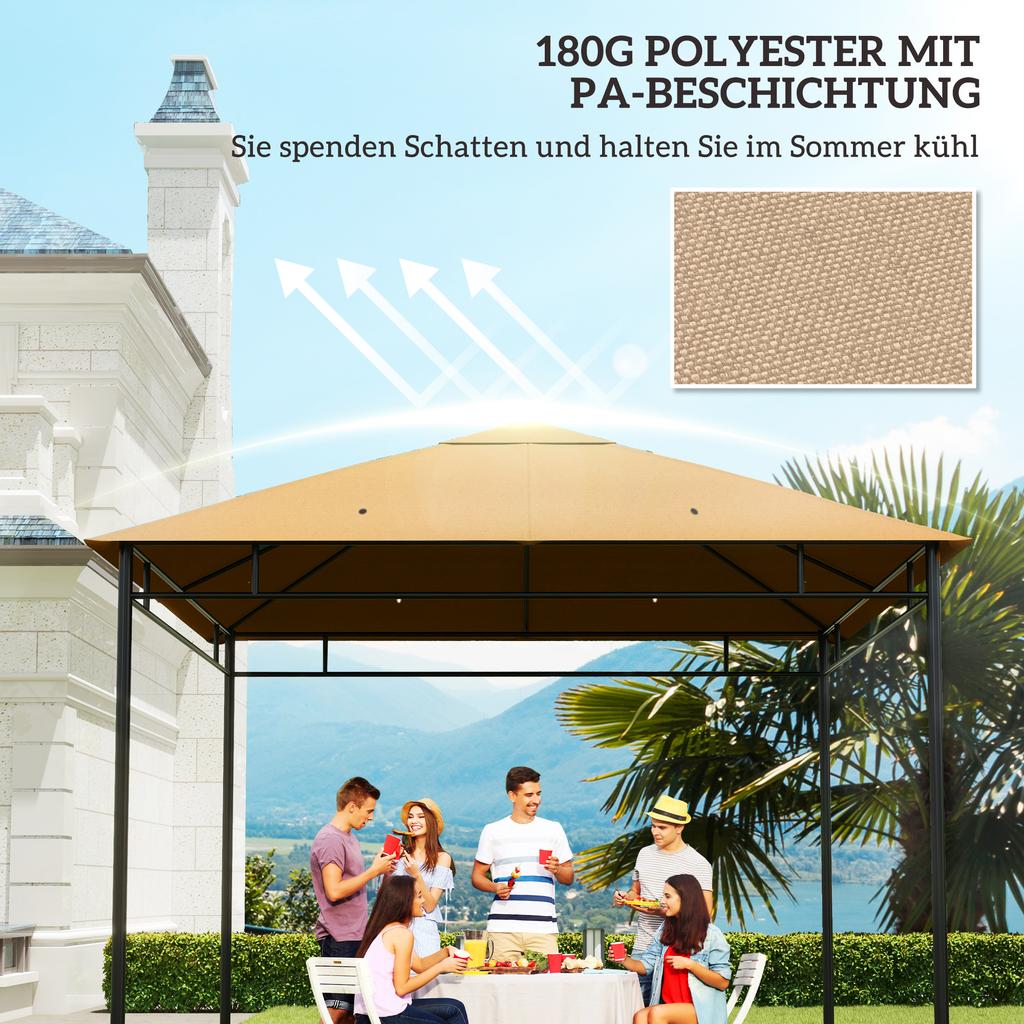 3 X 3 M Gazebo Canopy Replacement Cover, Garden Gazebo Roof Replacement with Drain Holes, TOP COVER ONLY, Beige