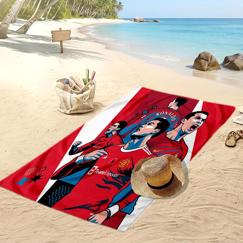 Cristiano Ronaldo Aufdruck Strandtuch Schnelltrocknend Super Saugfähig Weiches Badetuch zum Schwimmen Strand Reisen Fan Souvenir Geschenk