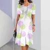 Elegant Fashion Short Sleeve T-shirt Dress Beach Vacation Midi Dresses Women 3d Print Clothing