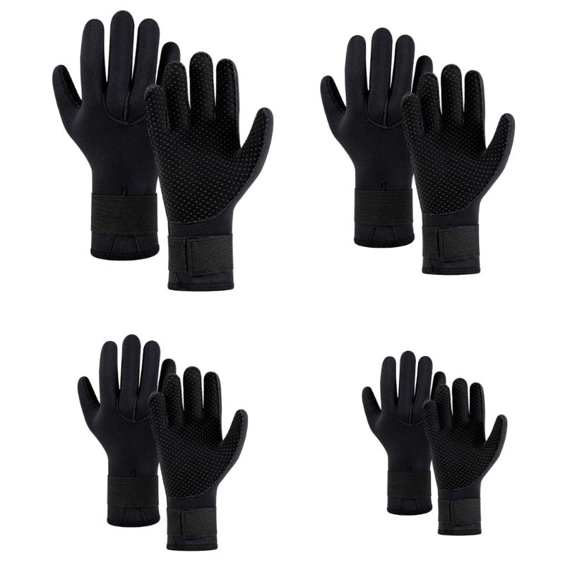 Wetsuit Winter Gloves with Adjustable Waist Strap for Scubas Diving Warm Water Gloves, 5mm Neoprene Five Finger Gloves