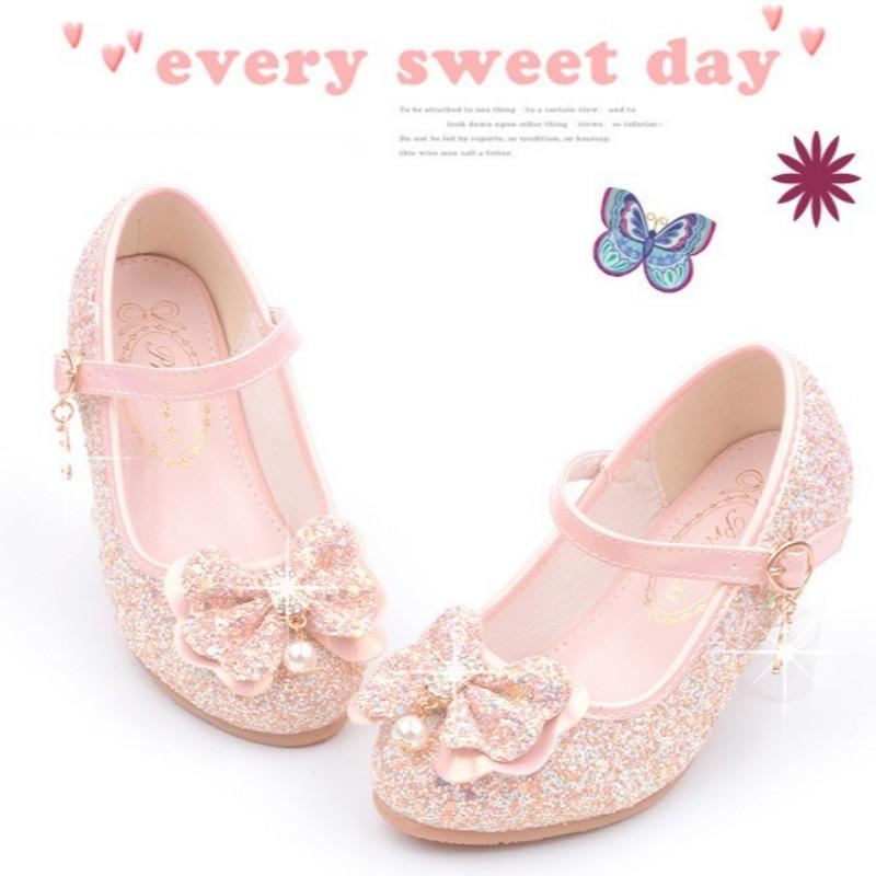 Girls' Fashionable High Heels Korean Style Princess Shoes Student Performance Leather Shoes