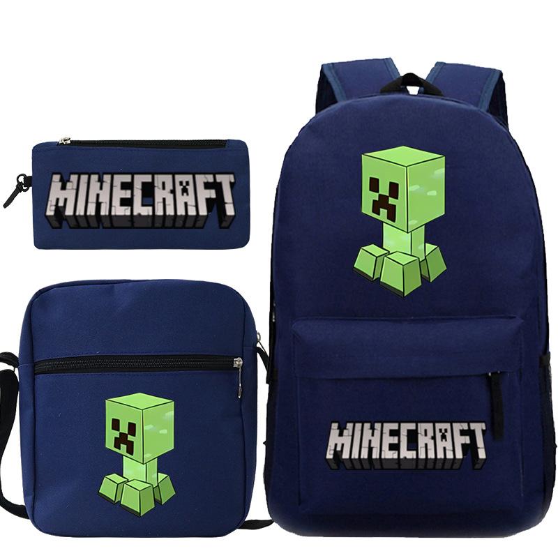 Game Minecraft Printed Children'S School Bag Oblique Span Bag Stationery Pencil Bag Student Backpack Set