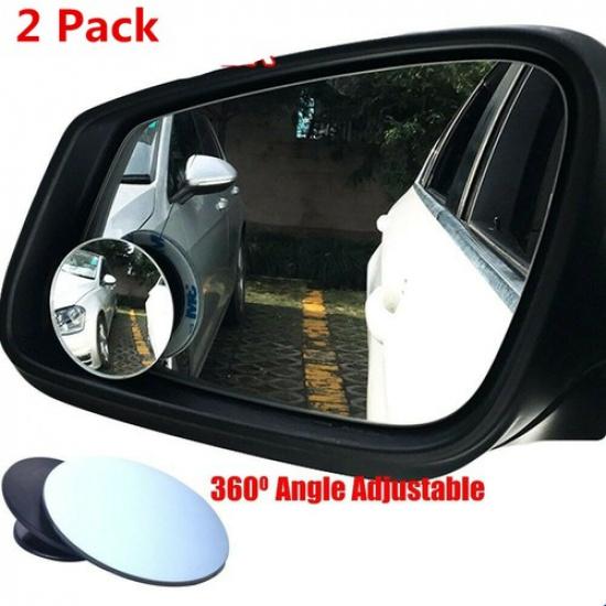 2x 360° Blind Spot Mirrors Frameless Stick On HD Glass Convex for Car Truck SUV
