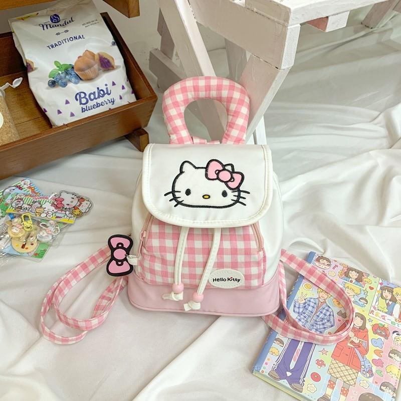 Disney Hello Kitty Mini Drawstring Backpack With Nylon Material For Casual Travel