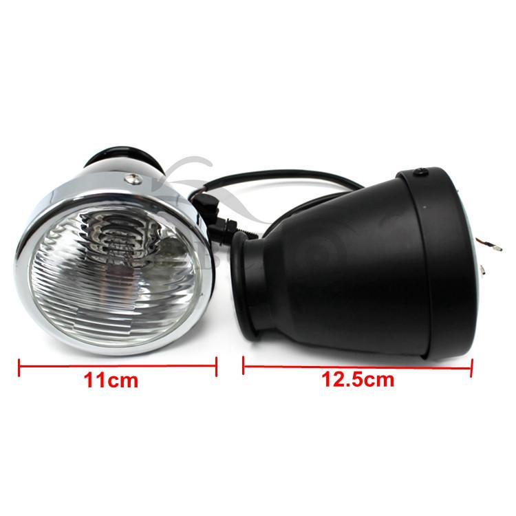 Vintage Black Motorcycle Headlight with Yellow Glass